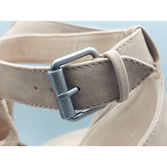 Indigo Rd. Light Brown Nude 3.5" Heels Size 10M Block Heel Eyelets Buckle Strap - Picture 7 of 11